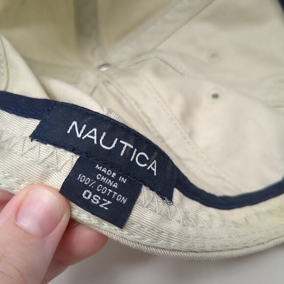 Nautica Slideback Baseball Cap Beige One Size Adjustable Embroidered 6 Panel - Picture 9 of 9